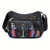 Stylish Elephant Print Crossbody Bag - Adjustable Strap, Water-Resistant, Multi Pockets