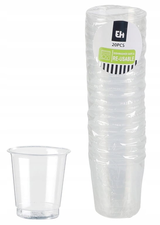Plastic glasses for vodka shots, colored, 30 ml, 20 pieces