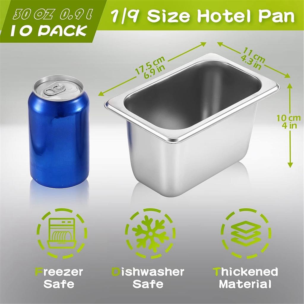 1/9 Size 4 Inch Deep Hotel Pans Anti Clogging Stainless Steel Steam Table Pans Commercial Metal Food Catering Trays