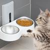 Double Bowl Cats Feeding Watering Bowl Space Saving Wall Mounted Eatting Watering Bowl for Indoor Feeding Drinking Bowl