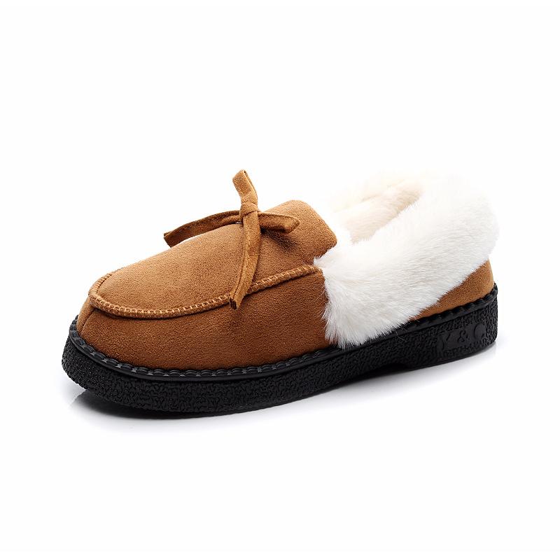 Fashion Winter Women's Cotton Slippers with Fleece Lining Thick Sole Anti-Slip Indoor Outer Wear Warm Bean Paste Shoes