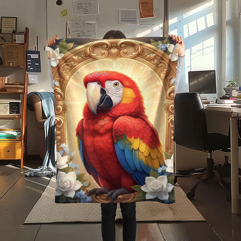 1Pc SacredBird Print Flannel Blanket, High quality Comfortable for All Seasons, Home Decor, Warmth and Comfort, Perfect for Christmas Gifts