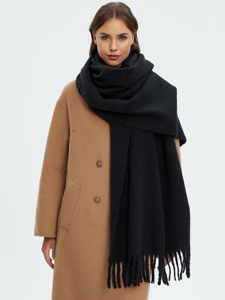 Women Simple Solid Knitted Scarf Headscarf Elegant Lady Casual Tassel Warm Scarve Mujer Foulard Big Wrap Shawl Winter New