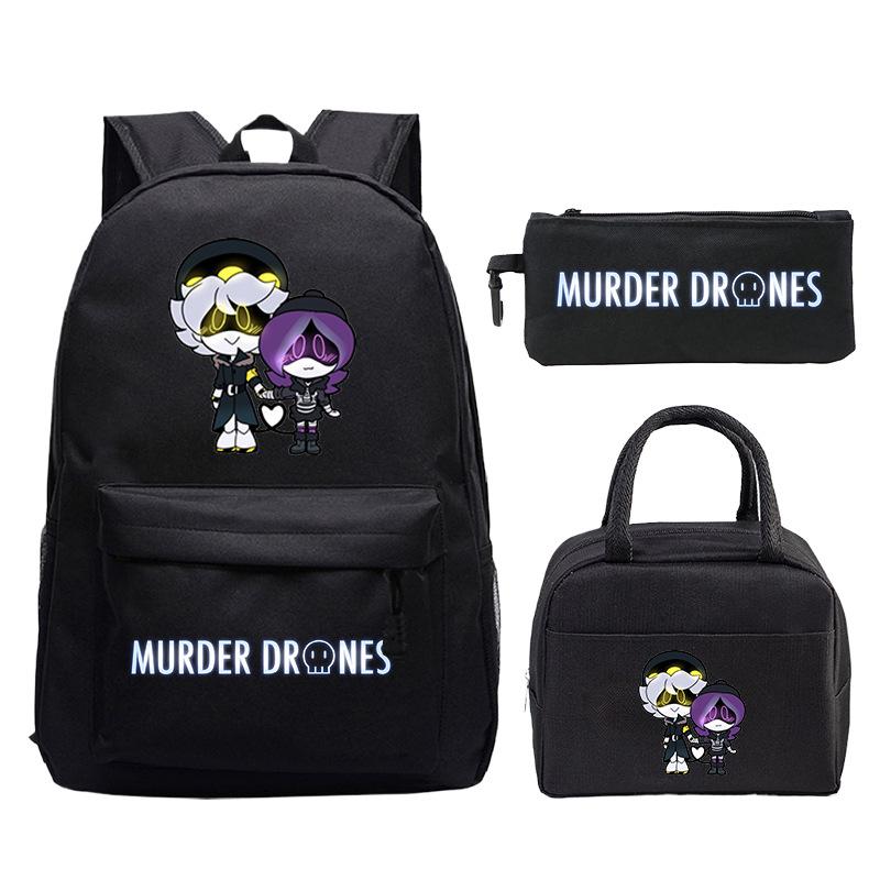 Murder Drones Cartoon Printed Children's Backpack Set Student School Bag Lunch Bag Casual Pencil Bag