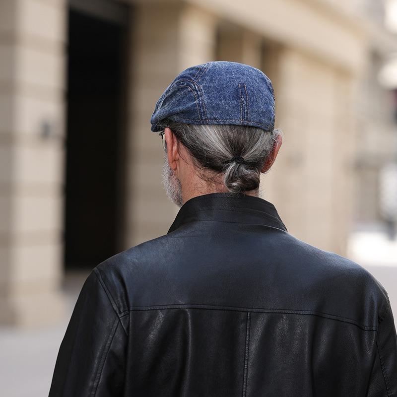 Washed Denim Cap, Women's Beret, Simple Forward Hat, Men's Retro Hat, Literary Hat