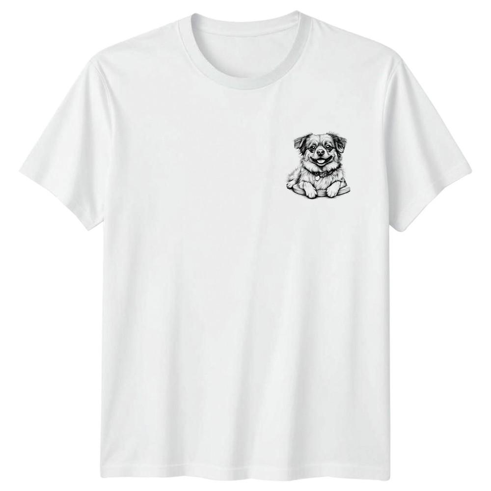 Happy Fluffy Dog Puppy Animals Dogs Unisexs TShirt Unisexs Tee Graphic Unisex S