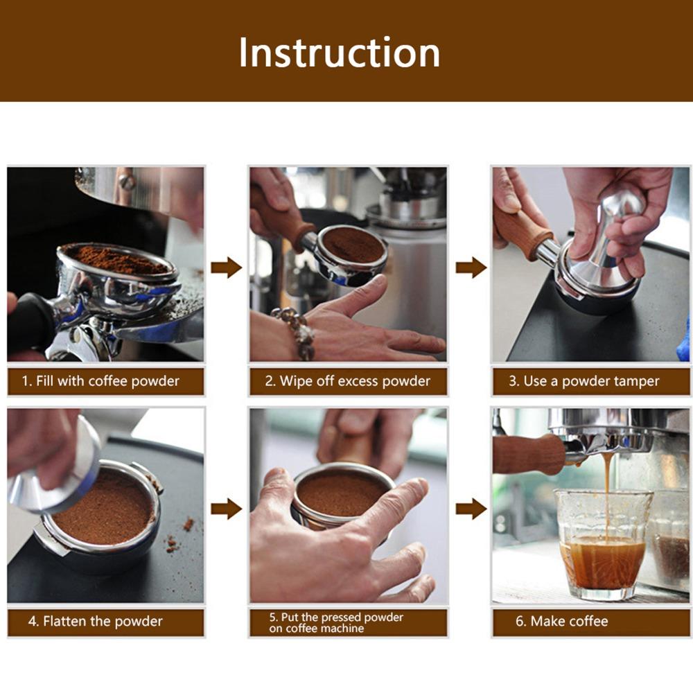 Wooden Handle Stainless Steel Coffee Tamper Flat Bottom Coffee Powder Pressing Tool  Coffee Making