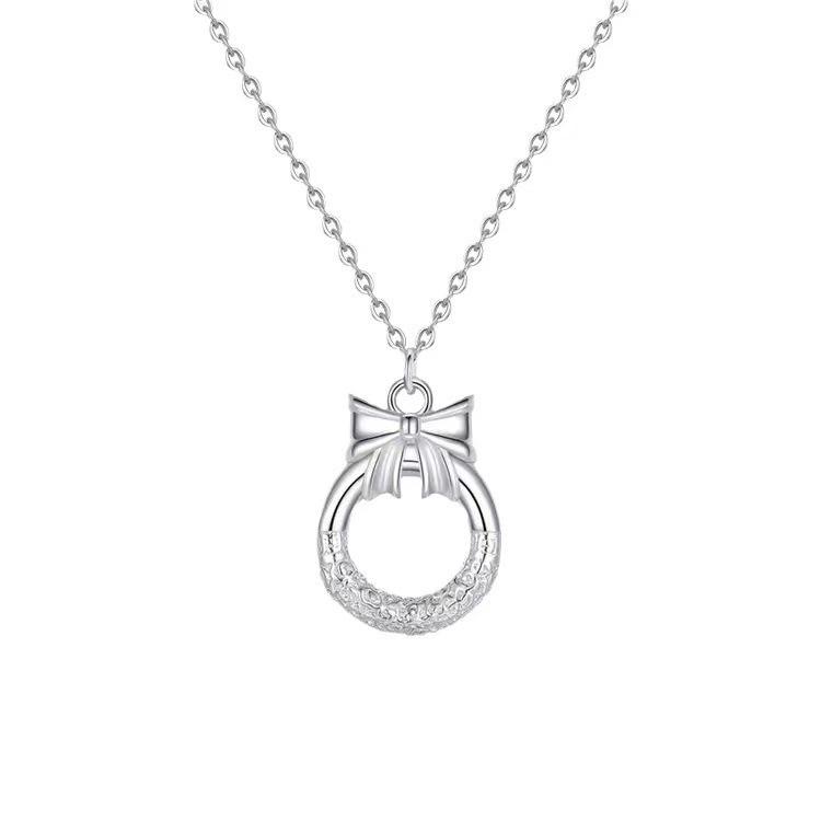 Princess On The Run Bow Safety Buckle Necklace Women'S Retro Ethnic Style Versatile Temperament Geometric Jewelry