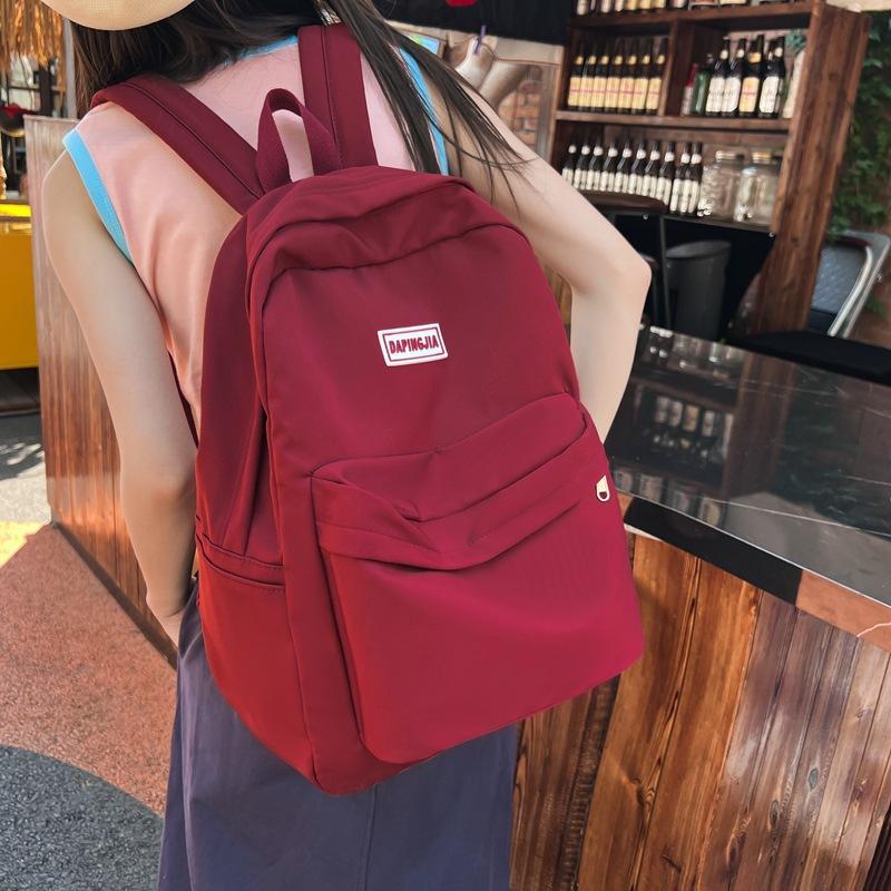 Korean version labeled Harajufeng literary and artistic large-capacity student schoolbag junior high school student backpack красный