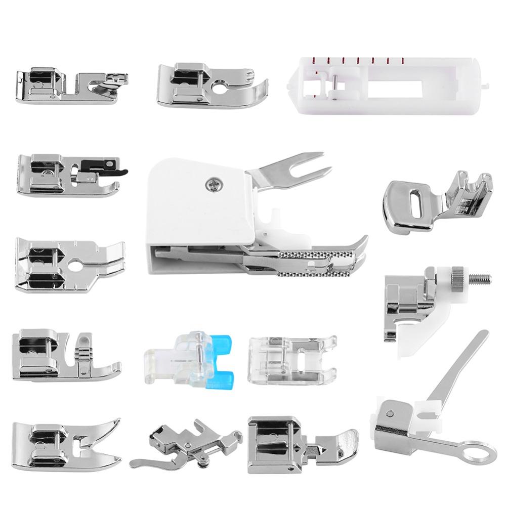 15pcs Professional Presser Foot Kit Alloy Universal Sewing Machine Presser Foot Plastic Case Multiple Functions