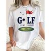 European Sizes Women's Golf Graphic Print T-Shirt - "GOLF IS MY Relax" Slogan, Breathable Short Sleeve Round Neck Casual Top for Summer