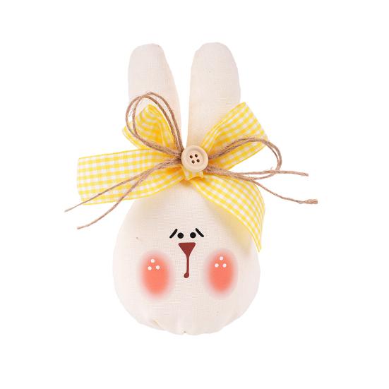 Easter Bunny Tabletop Ornament Cute Plush Rabbit Decorations with Bow Soft Fabric Table Accent for Living Room Bedroom Office