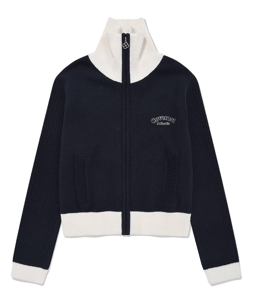 COVERNAT WOMAN High-Neck Zip-Up Knit Navy