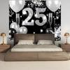 1pc Elegant Black and Silver 25th Anniversary Wedding Backdrop Banner Photography Wall -S