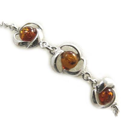 [N2298] - 'İlham' Kehribar Konyak Gümüş Bileklik (Rodyumlu) - 10 mm