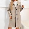Womens Solid Color Jacket Casual Loose Fit Button Coats Button Up Long Sleeve Outerwear With Pocket, Hooded Overcoat