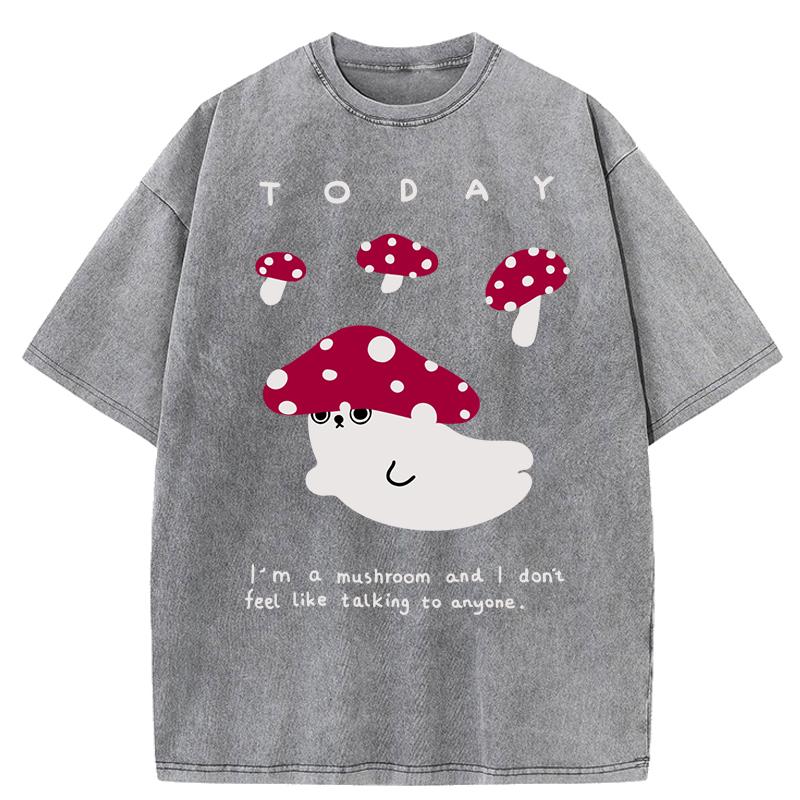 Dziś Kreatywne Grzyby Nadruk Kobiety Spłowiony T-shirt Oversize Casual Krótkie Rękawy Bawełna Letni T-shirt Ubrania