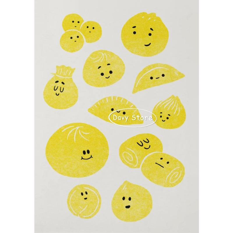 Asian Food Dim Sum Egg Tart Baos Dumplings Posters and Prints Canvas Painting Wall Art Pictures for Kitchen Dining Room Decor