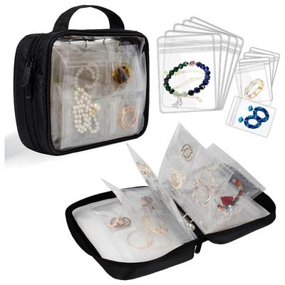 Large Capacity Clear PVC Jewelry Organizer Sealed Dust-proof Necklace Ring Packing Bag with Zipper Earring Holder