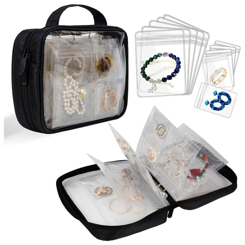 Large Capacity Clear PVC Jewelry Organizer Sealed Dust-proof Necklace Ring Packing Bag with Zipper Earring Holder
