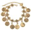 Party Hippy Boho Beach Turkish Jewelry Gold Color Coin Vintage Bohemia Carved Coin Anklet Bracelets Bangles for Woman Pulseras