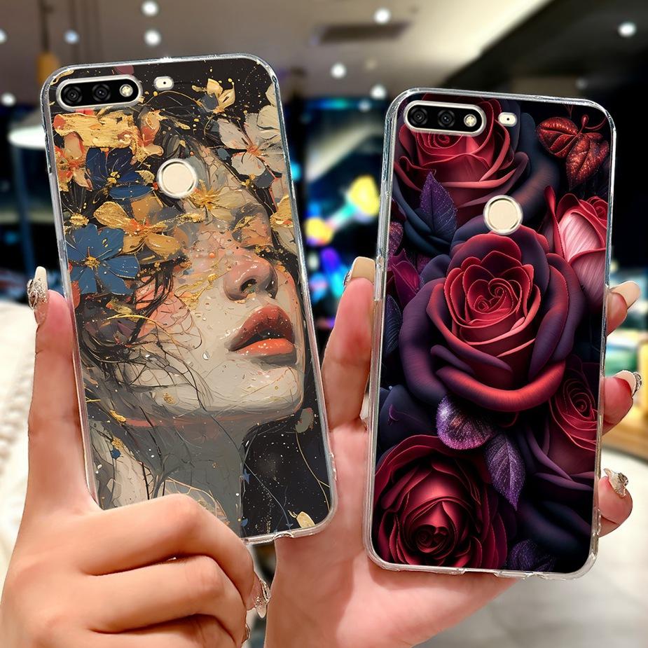 For Huawei Y7 Prime 2018 Case Nova2 Lite Luxury Painted Cover Soft Slim Phone Case For Huawei Y7 Pro 2018 Y72018 Back Cover Bags