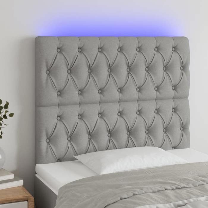 VidaXL Tête de Lit à LED Meuble de Chambre à Coucher Accessoire de Lit Simple Tête de Cadre de Lit Intérieur Gris Clair 3122750