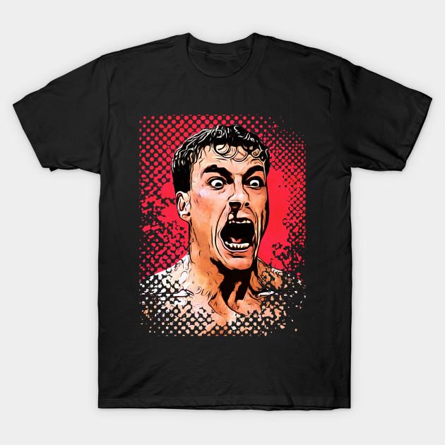 

Men Black Print T-shirt Kung Fu Scream No-Cut Transfer Paper Print Cotton Tshirt L чёрный