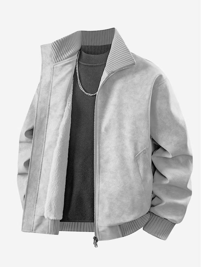 Men's Retro PU Leather Jacket with Stand Collar - Trendy, Versatile, Loose Fit for Spring and Autumn with Plus Velvet Casual Design.