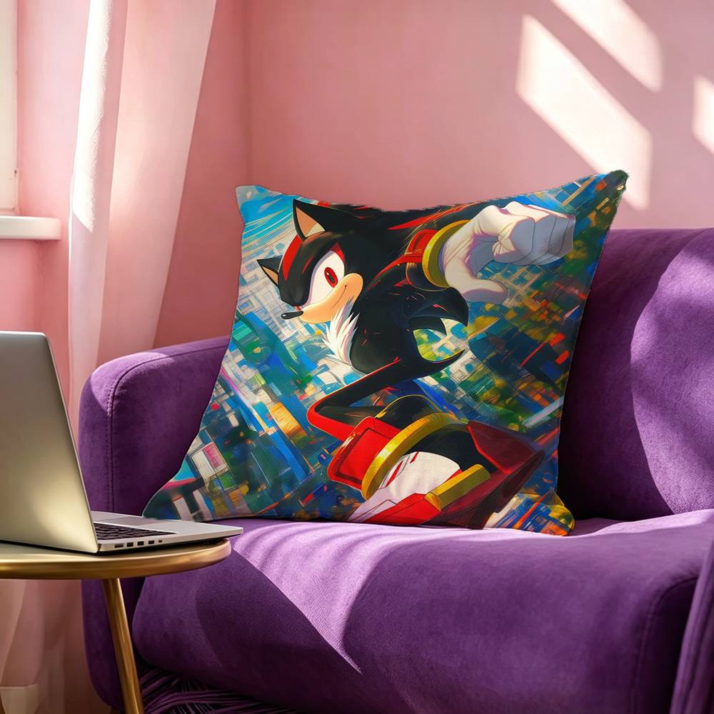 Shadows SSonics Hedgehog Square DoubleSided printed Pillow Case Bedroom Bedside Pillow Sofa Cushion Cover