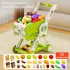 31pcs Kids Play Shopping Cart Set, Red and Green, Made of Other Plastic Material, with Play Food Fruit Vegetable Dessert and Shop Accessories