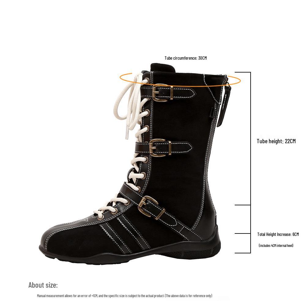 

Genuine Leather Retro Women s Boxing Boots - Wu Xuanyi Style, 2025 Autumn, British Martin Design, Thick Sole German Training Footwear 35