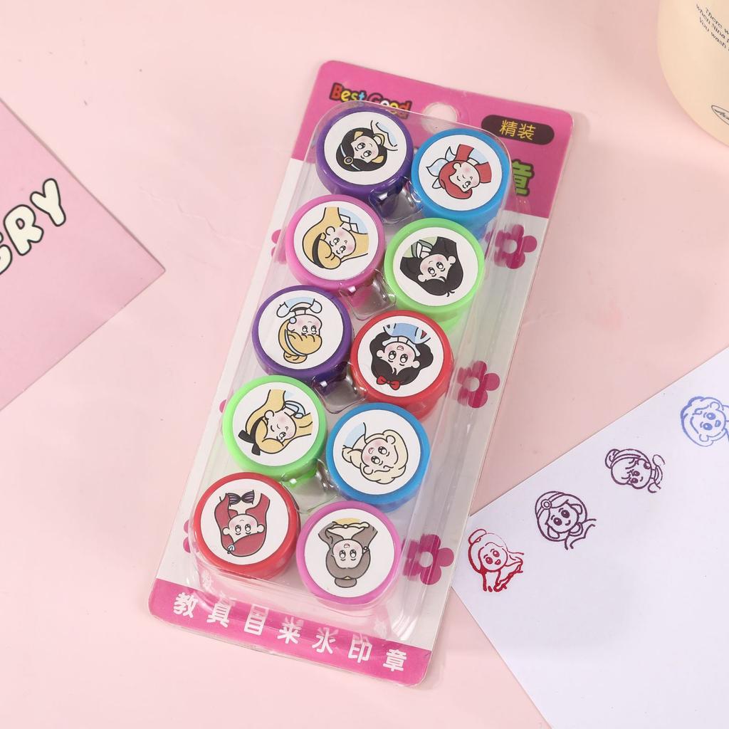 Children's Cartoons Encourage Comments Stamps Kindergarten Teachers Stamp Colored Tap Water Stamp Toys