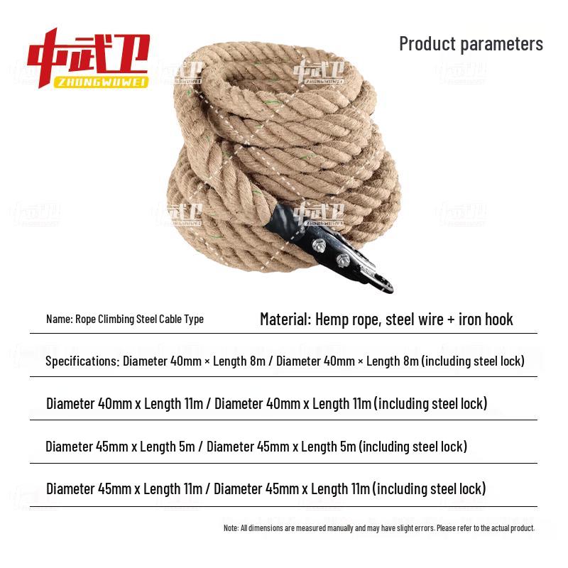 Hemp Climbing Rope with Steel Hook