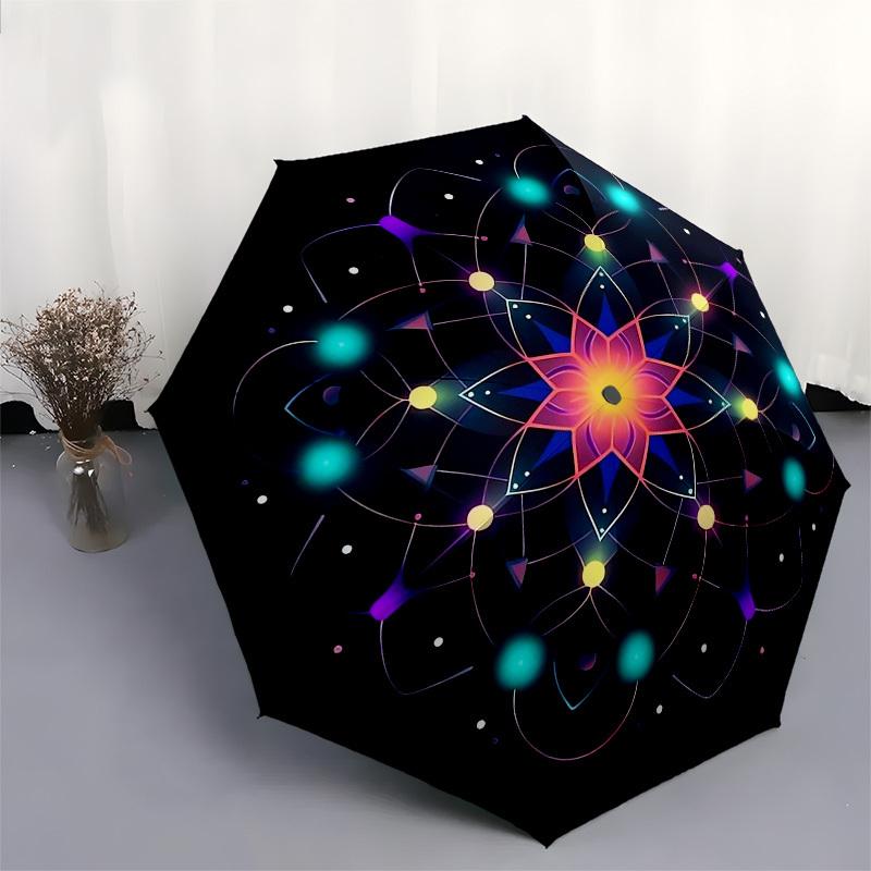 1pc Mandala Art Design Umbrella with Plastic Handle,Vibrant Cartoon Pattern,Multi-functional UmbrellaPT007