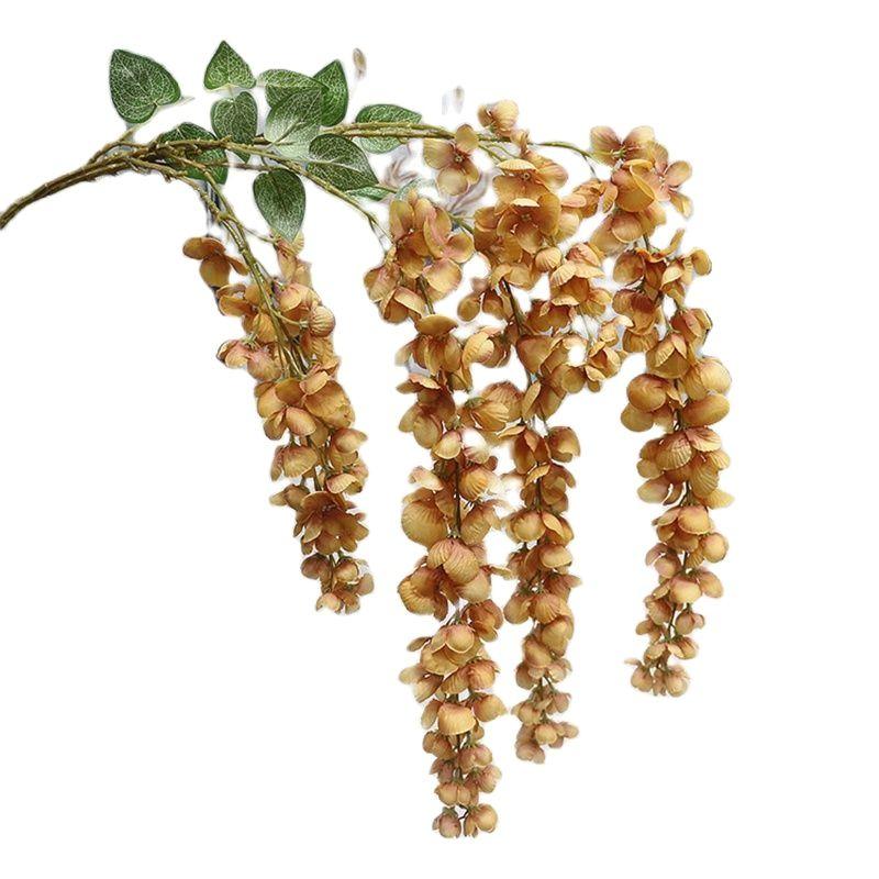 New Arrival One Silk Wisteria Hanging Greenery Plant Artificial 6 Flower Strings Golden Shower Tree Branch for Wall Floral Decor