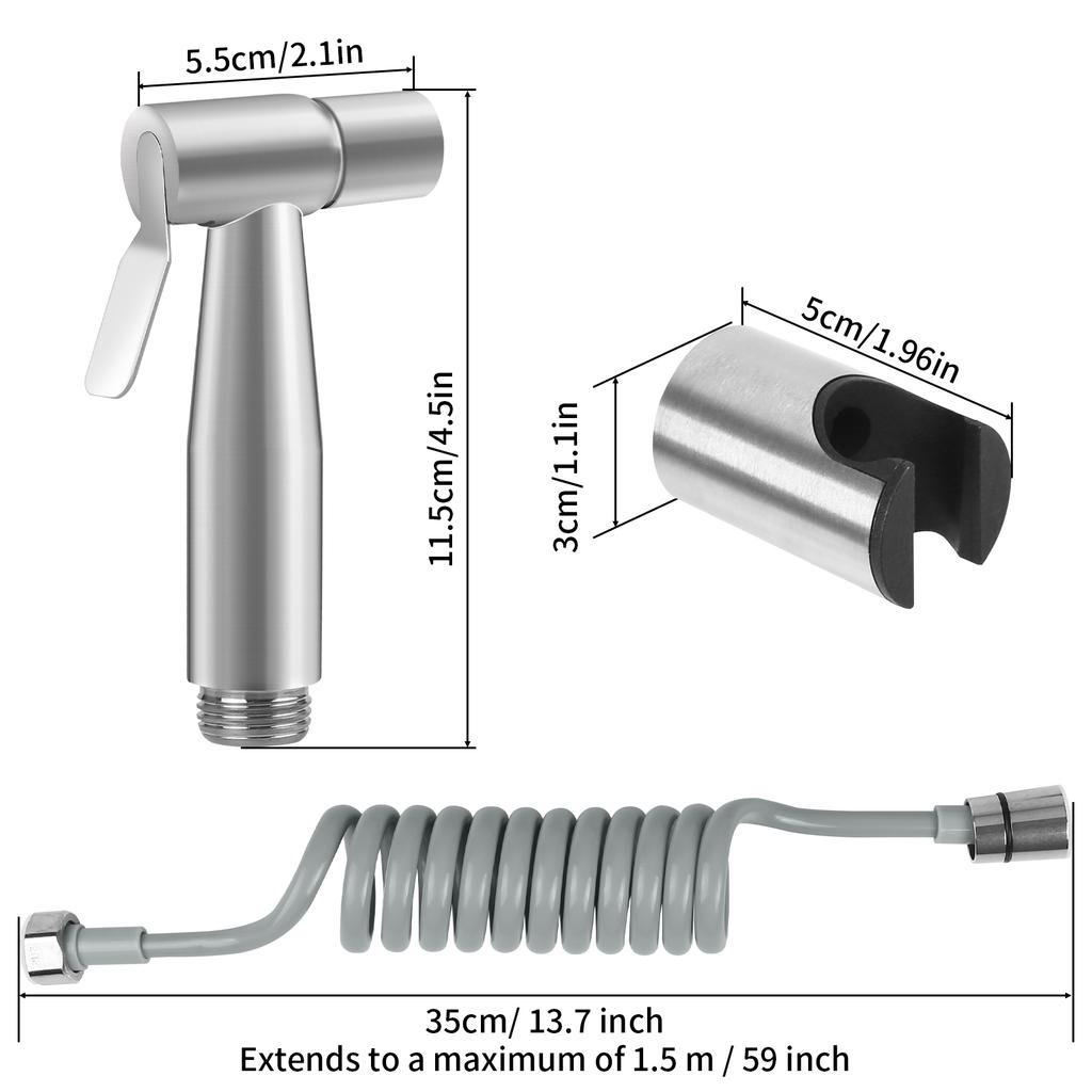 Handheld Bidet Sprayer with Bracket Holder 59in ABS Flexible Telescopic Shower Hose for Water Plumbing Toilet Bidet Sprayer Gun