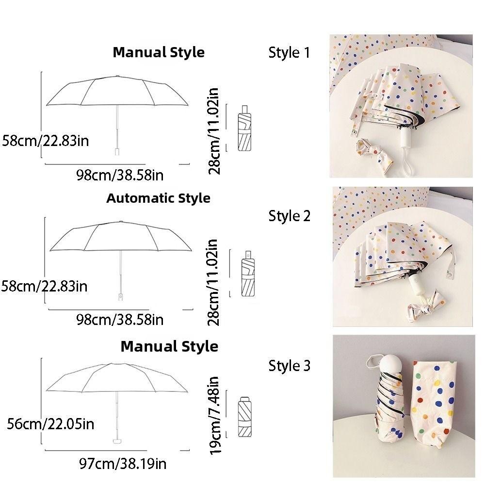 Vinyl Automatic Umbrella Windproof Polka Dot Umbrella Colorful Folding Umbrella  Outdoor