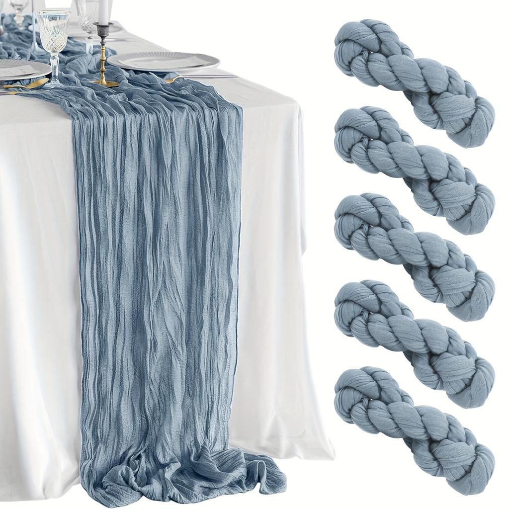 5pcs Handmade Polyester Table Runners, Versatile Cloth Table Runner Set, for Wedding, Bridal Shower, Birthday, Bachelor Party, and Special Occasions