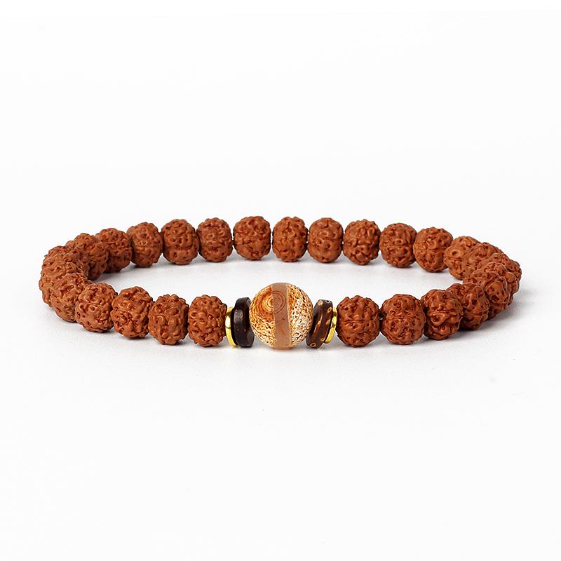 Natural Wood Star Moon Bodhi Seeds Bead Bracelet Promotes Meditation Wisdom & Good Luck Fortune Enlightenment Harmony Jewelry