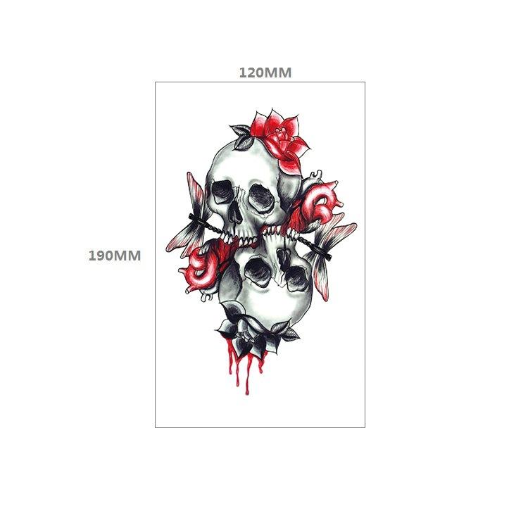 Adesivo de tatuagem de caveira, significado eterno, alerta de relógio, rosa vermelha, capa de peito de pistola, adesivo de transferência de água