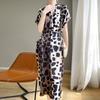 Abito Trendy da Donna con Stampa Leopardata Estivo Taglia Grande per Donne Grasse Mm Abito Trendy Temperamento Slim con Gonna Avvolgente in Vita