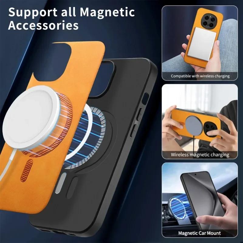 For Magsafe Leather Shockproof Case for Honor Magic 7 Pro Matte Magnetic Wireless Charging Protection Cover for Honor Magic 7 Lite 7Pro Bumper Shell