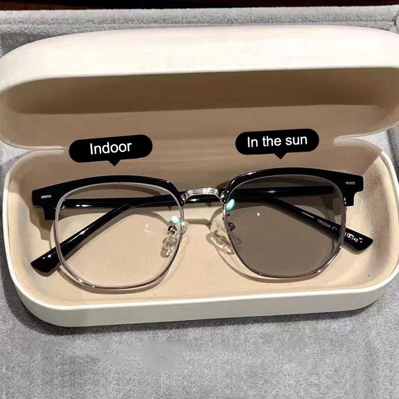 Photochromic Glasses Half Frame Anti Blue Sunglasses Eye Protection Computer Eyeglasses Eyewear For Women Men