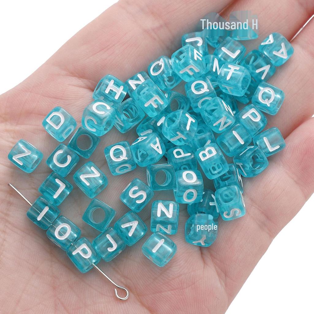 Colorful Acrylic Square Beads: English & Russian Letters for Handmade DIY Bracelets & Jewelry Accessories
