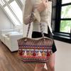 Tassel Ethnic Style Shoulder Bag Stripe Canvas Colorful Handbag Embroidery Tote Bag  Outdoor