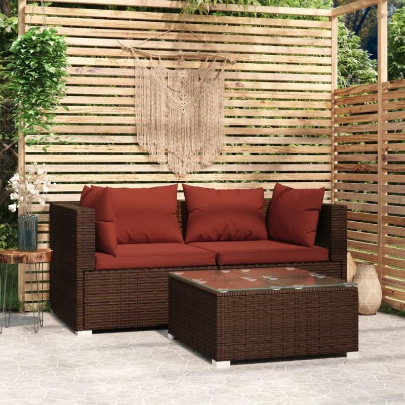 Day and Night - Day and Night 3-piece Garden Furniture Set and Brown Synthetic Rattan Cushions
