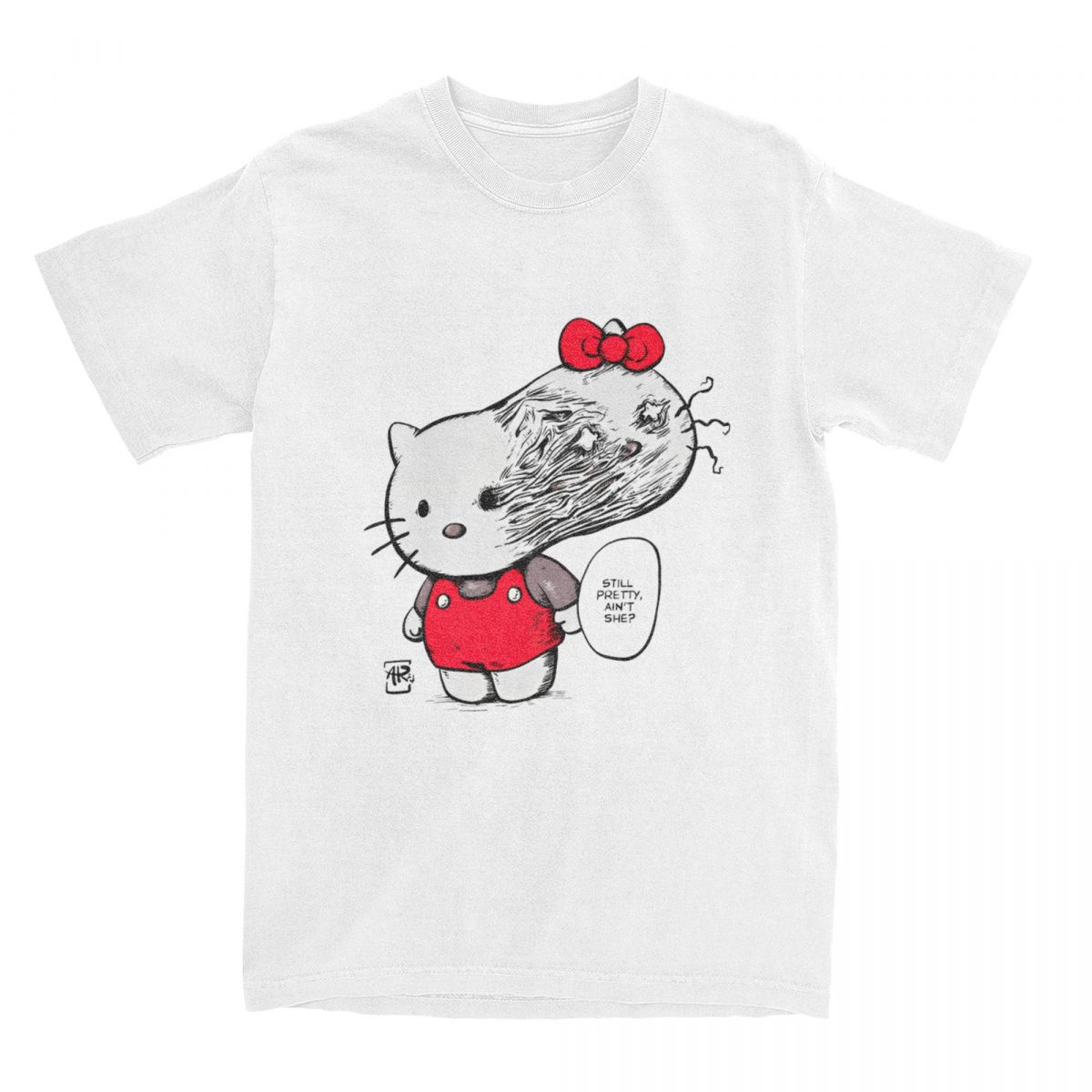 Summer Childrens Tshirt Katie Cat Contrasting Print Parentchild Outfit 2026 Summer New Pure Cotton Boys and Girls Top S