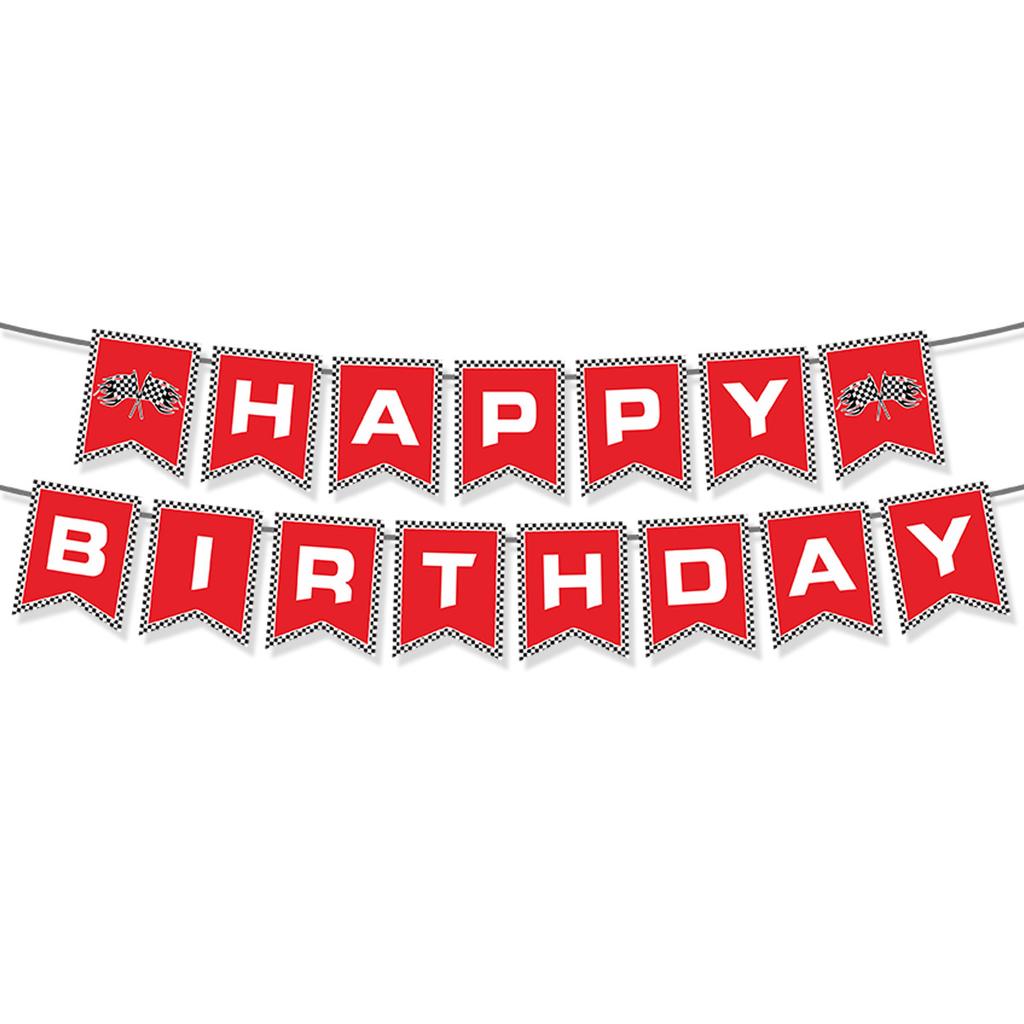 Children'S Birthday Party Arrangement Decoration Racing Theme Black And Red Flag Cake Plugin Honeycomb