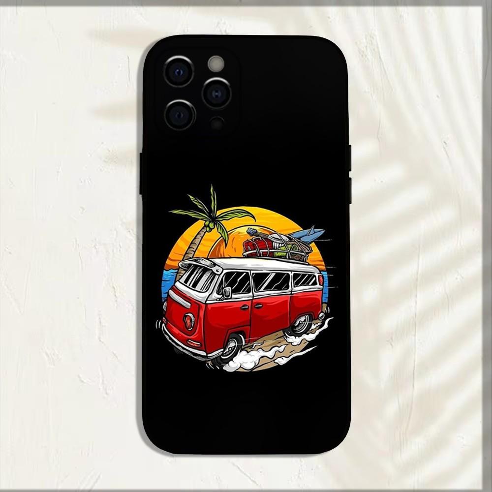 Combi Van Surf Phone Case For iPhone 15,14,13,12,11,Pro,X,XS,Max,XR,Plus,Mini Soft Black Cover